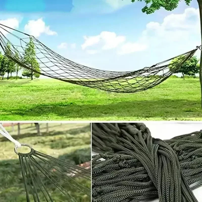 Portable Garden Outdoor Thickened Nylon Rope Hammock Indoor Mesh Hammock Portable Simple Hammock Swing Chair