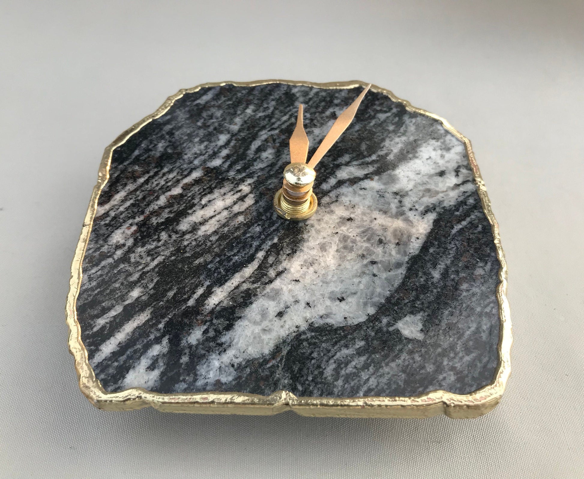 Black And White Zebra Agate Desk/Wall Clock, Can be Personalised/Customised/Personalised Momento-2