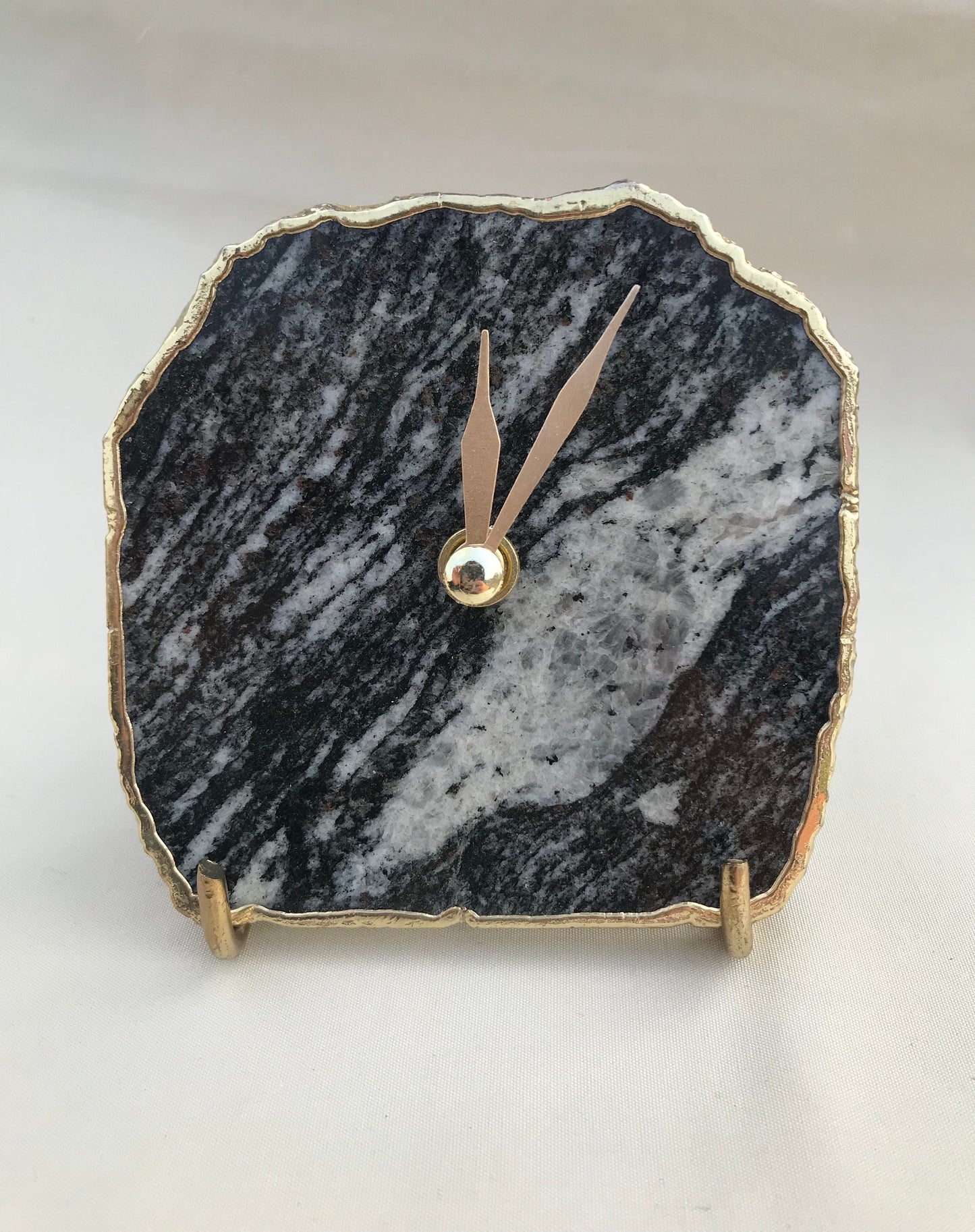 Black And White Zebra Agate Desk/Wall Clock, Can be Personalised/Customised/Personalised Momento-0