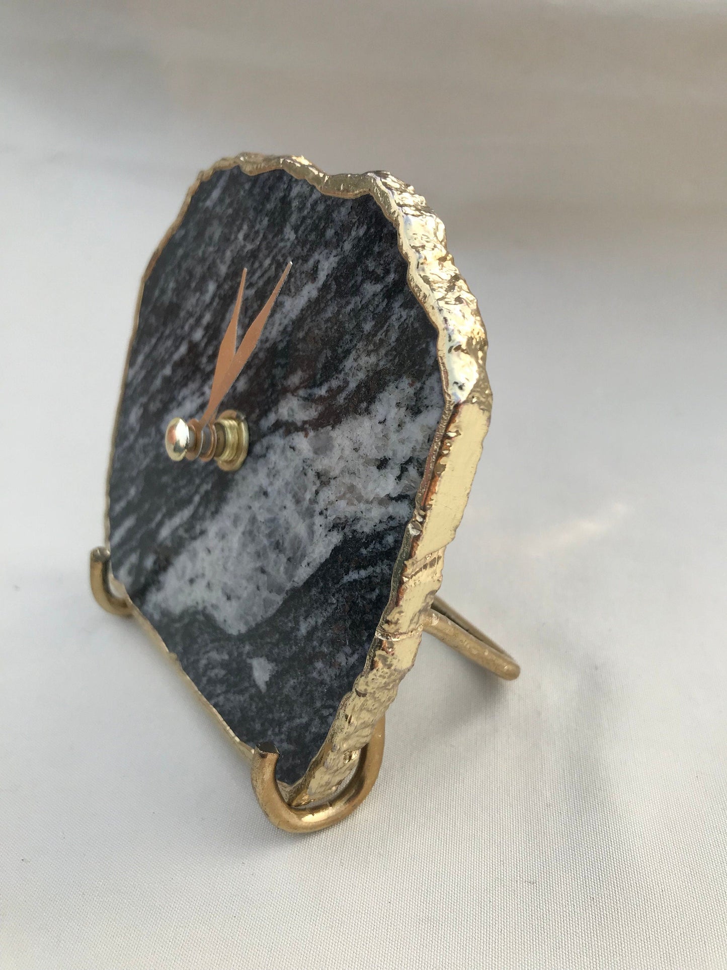 Black And White Zebra Agate Desk/Wall Clock, Can be Personalised/Customised/Personalised Momento-3