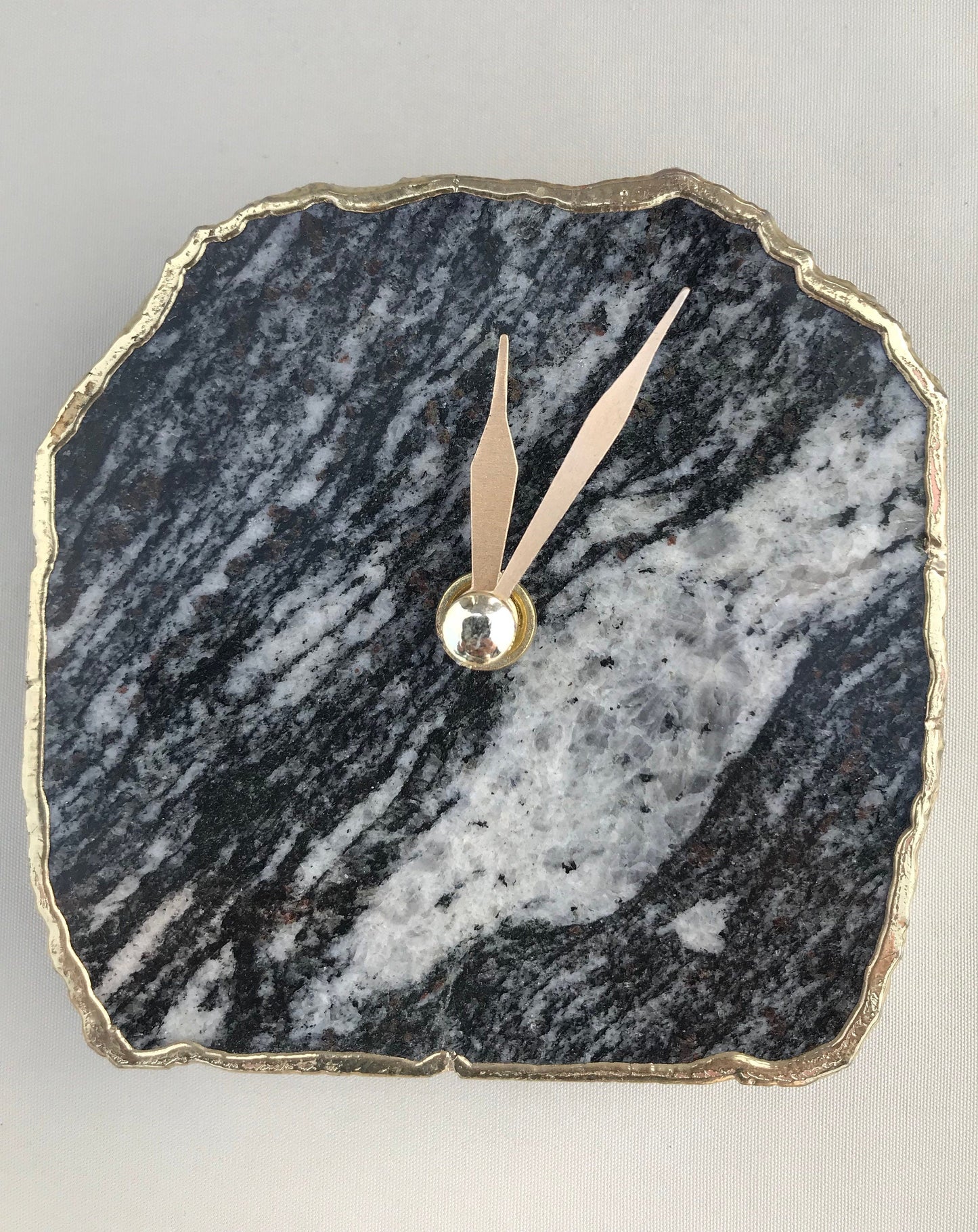 Black And White Zebra Agate Desk/Wall Clock, Can be Personalised/Customised/Personalised Momento-1