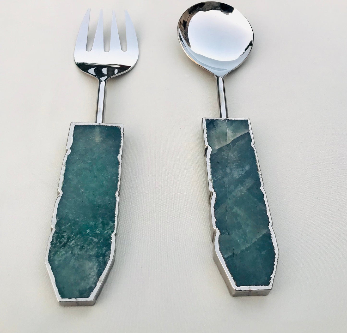 Green Agate Salad Server - Set of 2-1